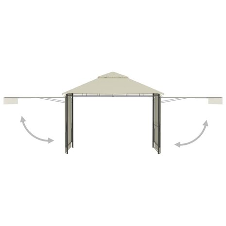 Prieel met uitschuifbare daken 180 g/m² 3x3x2,75 m crème