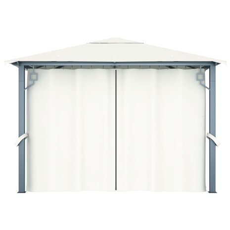 Prieel met gordijn 300x300 cm aluminium crème