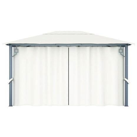 Prieel met gordijn 400x300 cm aluminium crème