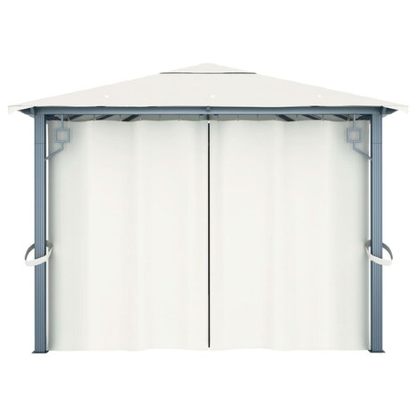 Prieel met gordijn 400x300 cm aluminium crème
