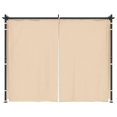 Prieel met gordijnen 3x3 m staal crème