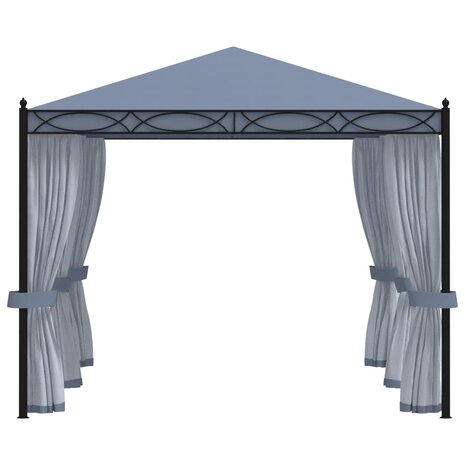Prieel met horren 3x4 m staal antraciet