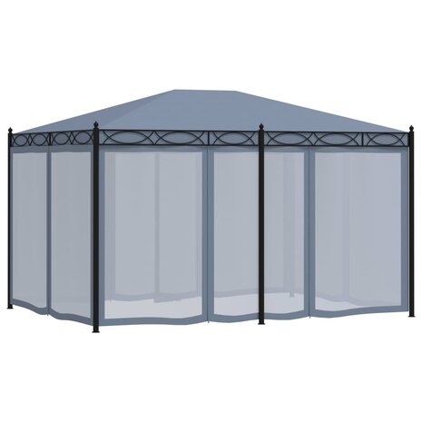 Prieel met horren 3x4 m staal antraciet