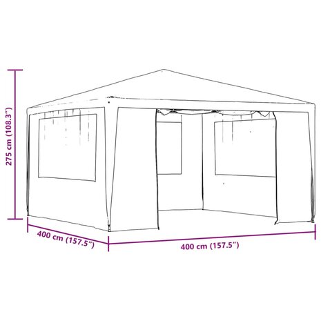 Partytent met zijwanden professioneel 90 g/m² 4x4 m wit
