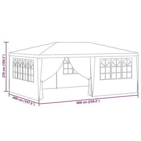 Partytent met zijwanden professioneel 90 g/m² 4x6 m blauw
