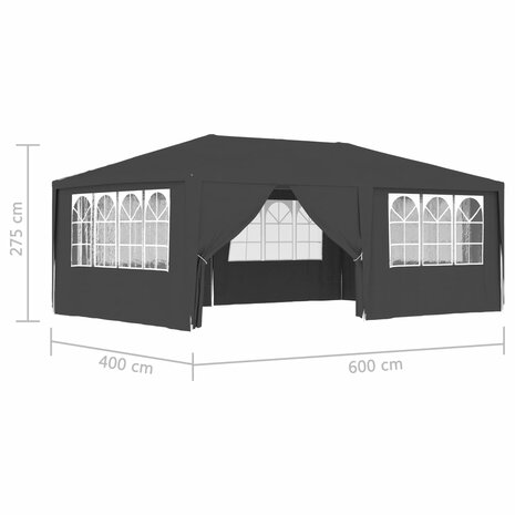 Partytent met zijwanden professioneel 90 g/m² 4x6 m antraciet