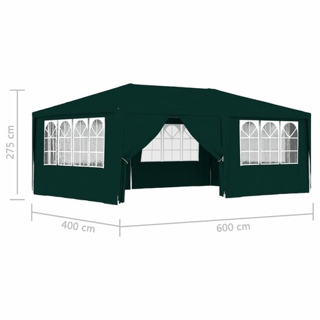 Partytent met zijwanden professioneel 90 g/m² 4x6 m groen