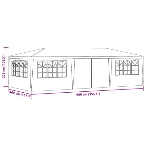 Partytent met zijwanden professioneel 90 g/m² 4x9 m antraciet