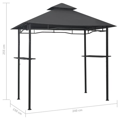 Barbecue paviljoen 240x150x255 cm staal antraciet