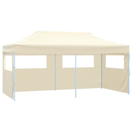 Partytent met 4 zijwanden inklapbaar 3x6 m staal crème
