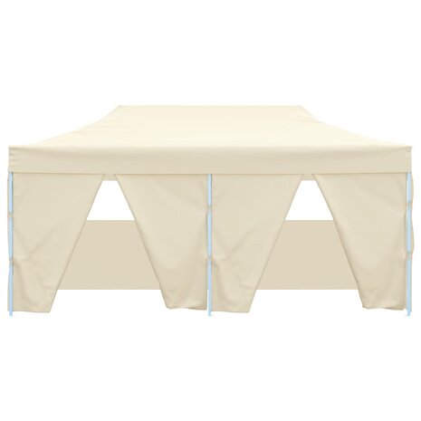 Partytent met 4 zijwanden inklapbaar 3x6 m staal crème