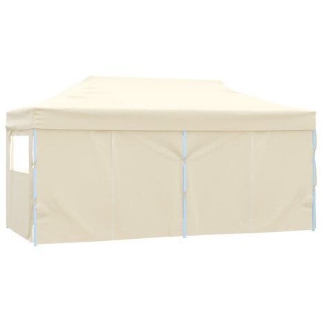 Partytent met 4 zijwanden inklapbaar 3x6 m staal crème
