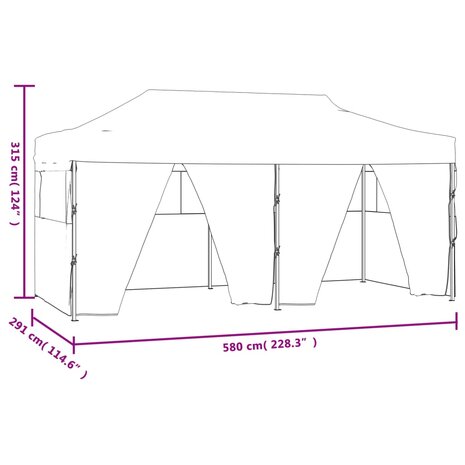 Partytent met 4 zijwanden inklapbaar 3x6 m staal crème