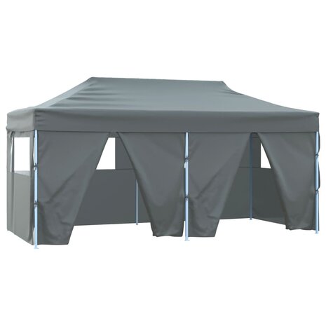 Partytent met 4 zijwanden inklapbaar 3x6 m staal antraciet