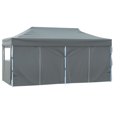 Partytent met 4 zijwanden inklapbaar 3x6 m staal antraciet
