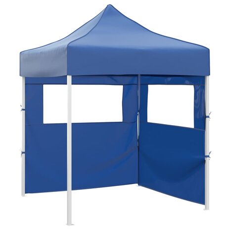 Partytent met 2 zijwanden inklapbaar 2x2 m staal blauw