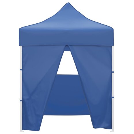 Partytent met 4 zijwanden inklapbaar 2x2 m staal blauw