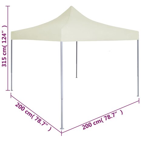 Partytent professioneel inklapbaar 2x2 m staal crème