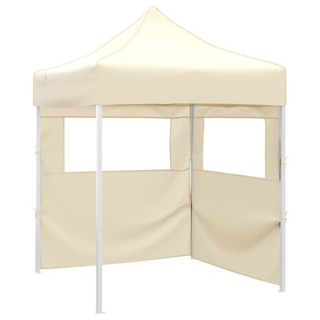 Partytent met 2 zijwanden inklapbaar 2x2 m staal crème