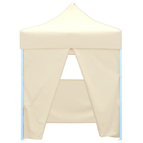 Partytent met 4 zijwanden inklapbaar 2x2 m staal crème