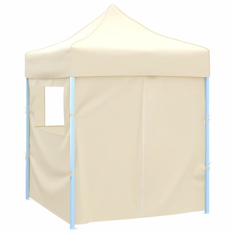 Partytent met 4 zijwanden inklapbaar 2x2 m staal crème