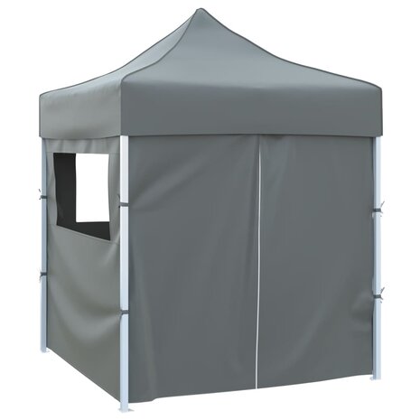 Partytent met 4 zijwanden inklapbaar 2x2 m staal antraciet