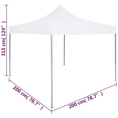 Partytent professioneel inklapbaar 2x2 m staal wit