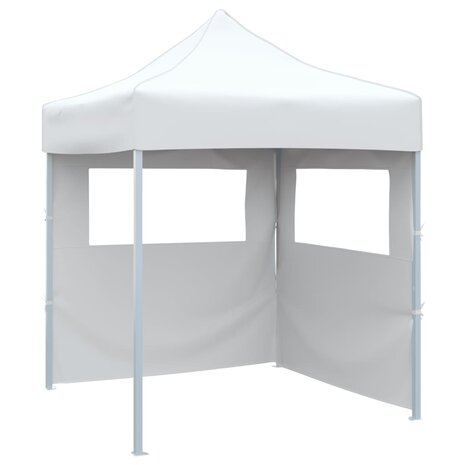 Partytent met 2 zijwanden inklapbaar 2x2 m staal wit