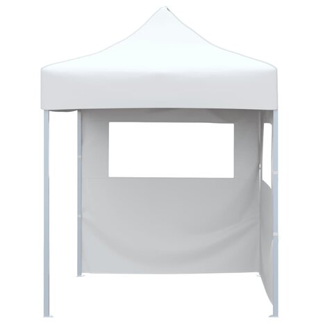 Partytent met 2 zijwanden inklapbaar 2x2 m staal wit