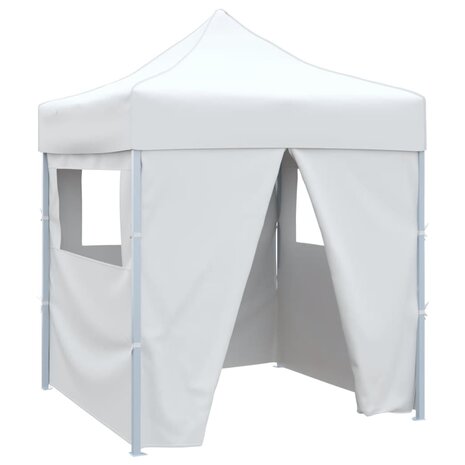 Partytent met 4 zijwanden inklapbaar 2x2 m staal wit
