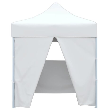 Partytent met 4 zijwanden inklapbaar 2x2 m staal wit