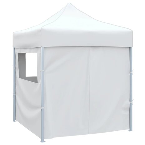 Partytent met 4 zijwanden inklapbaar 2x2 m staal wit