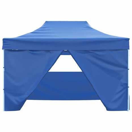 Partytent met 4 zijwanden inklapbaar 3x4 m staal blauw