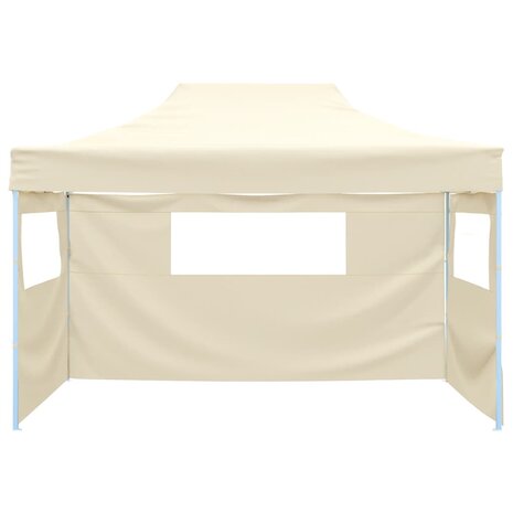 Partytent met 3 zijwanden inklapbaar 3x4 m staal crème