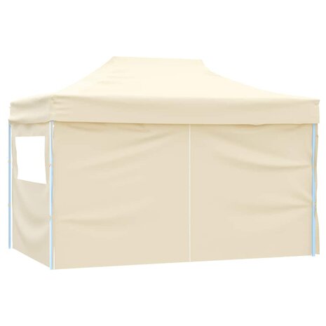 Partytent met 4 zijwanden inklapbaar 3x4 m staal crème