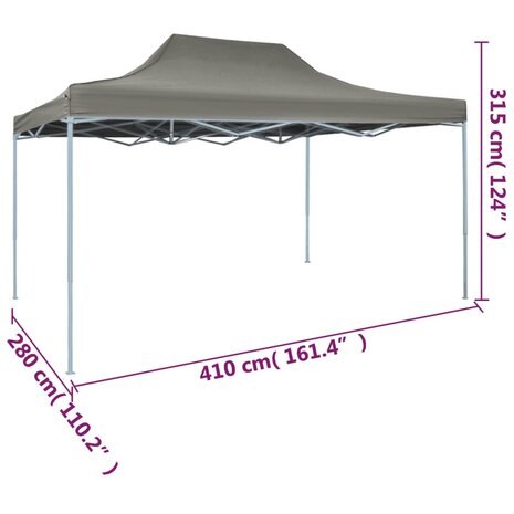 Partytent inklapbaar 3x4 m staal antraciet