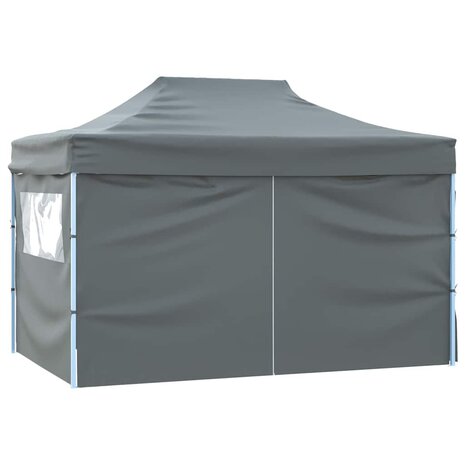 Partytent met 4 zijwanden inklapbaar 3x4 m staal antraciet