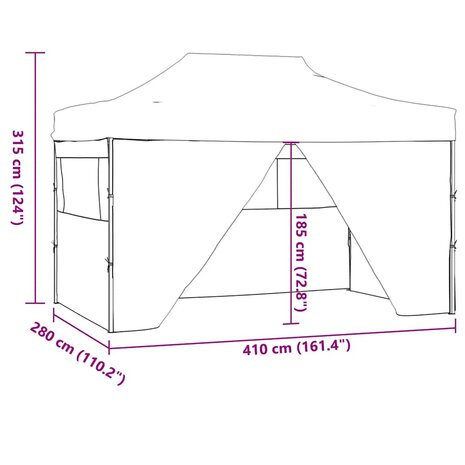 Partytent met 4 zijwanden inklapbaar 3x4 m staal wit