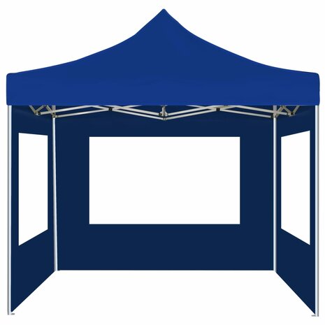 Partytent inklapbaar met wanden 2x2 m aluminium blauw