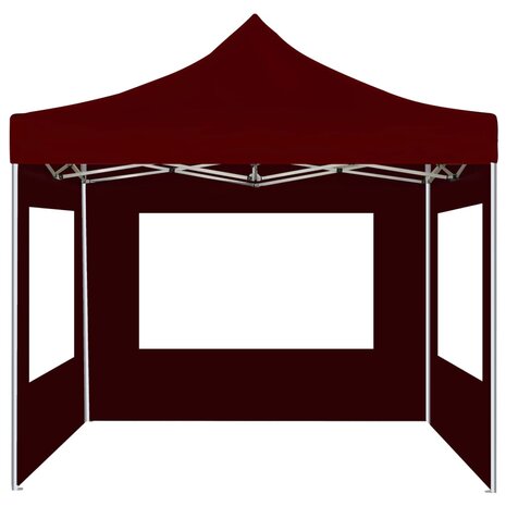 Partytent inklapbaar met wanden 2x2 m aluminium bordeauxrood
