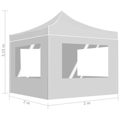 Partytent inklapbaar met wanden 2x2 m aluminium wit