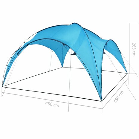 Partytent boog 450x450x265 cm lichtblauw