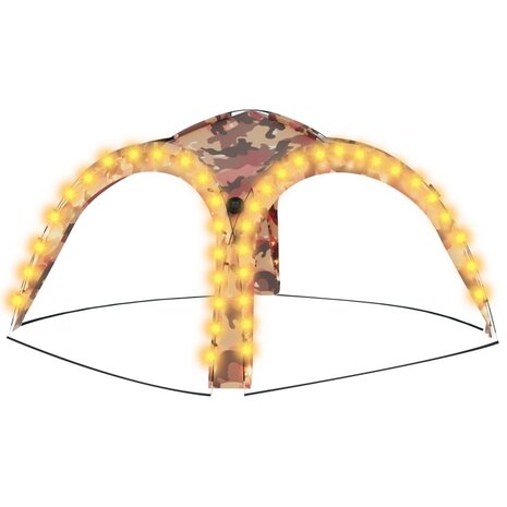 Partytent met LED en 4 zijwanden 3,6x3,6x2,3 m camouflage