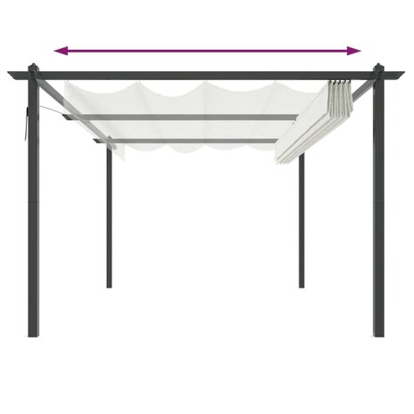 Tuinprieel met uittrekbaar dak 4x3 m crèmekleurig