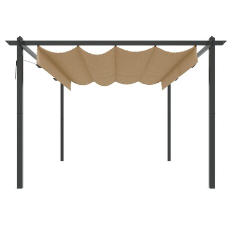 Tuinprieel met uittrekbaar dak 4x3 m taupe