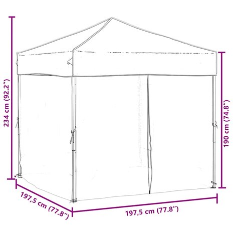 Partytent inklapbaar met zijwanden 2x2 m rood