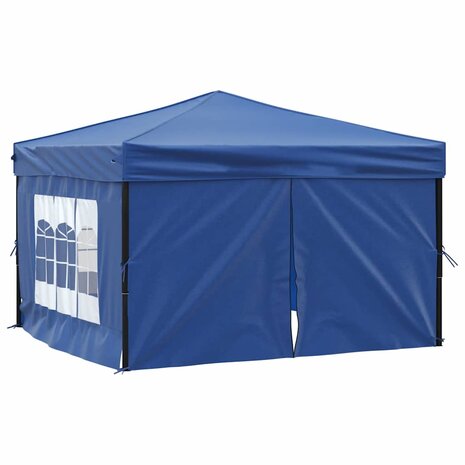 Partytent inklapbaar met zijwanden 3x3 m blauw