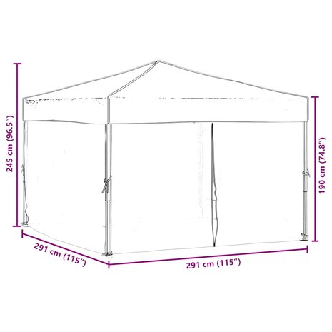 Partytent inklapbaar met zijwanden 3x3 m antracietkleurig