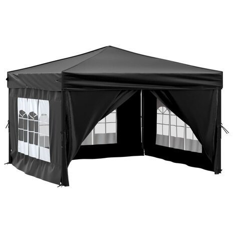 Partytent inklapbaar met zijwanden 3x3 m zwart