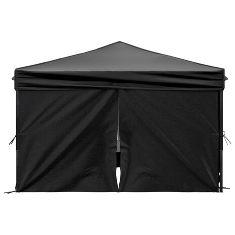 Partytent inklapbaar met zijwanden 3x3 m zwart